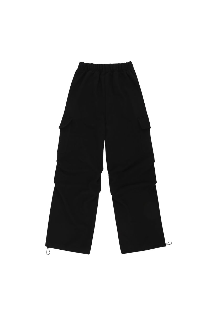FW black double pintuck two-way cargo pants