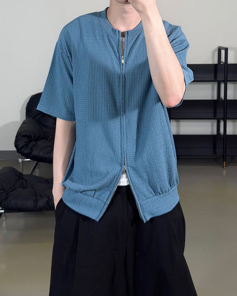 Rell Short Sleeve Knit Zip-Up