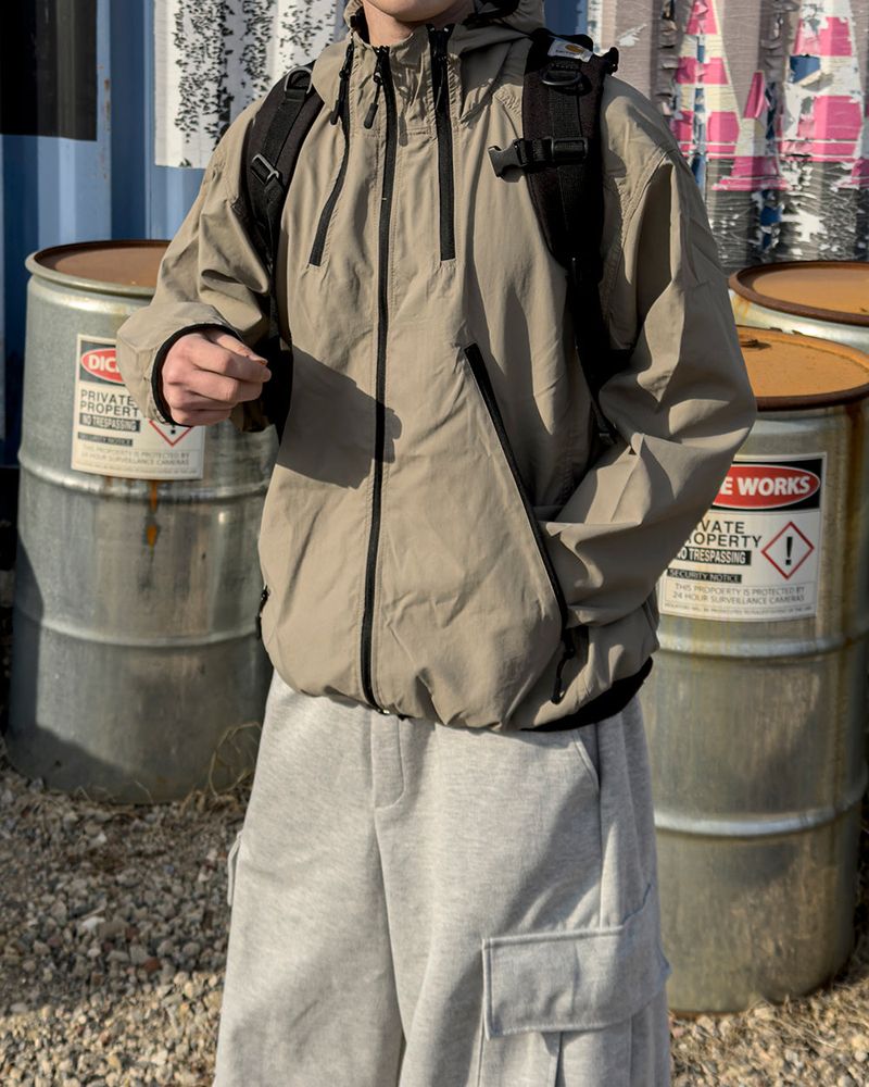 CALVET Zip-Up Hooded Windbreaker