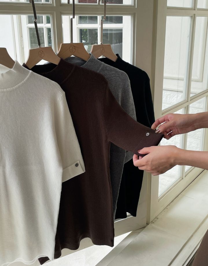 Shani Half-Neck Rolled-Up Sleeve Knit