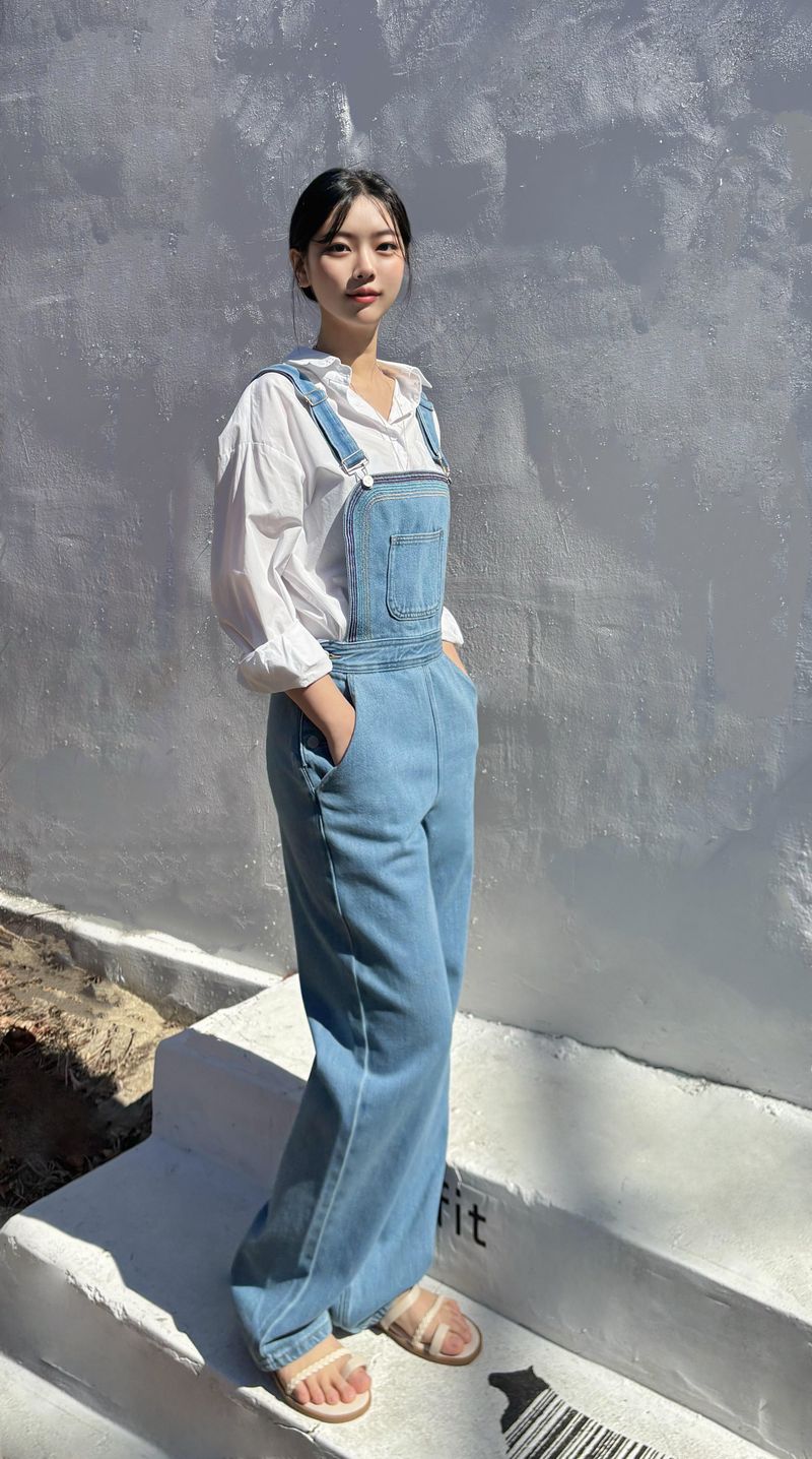 EMBROIDERY OVERALL DENIM PANTS code 25011
