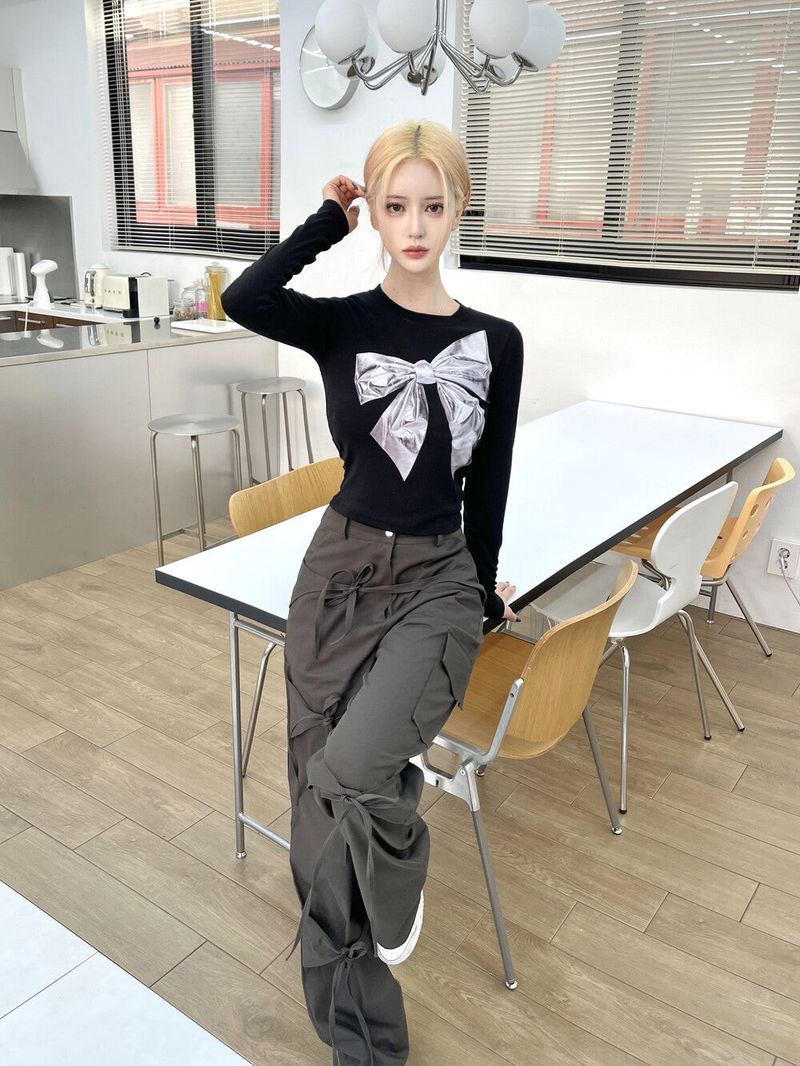 1168. Silver ribbon slim T (2color)