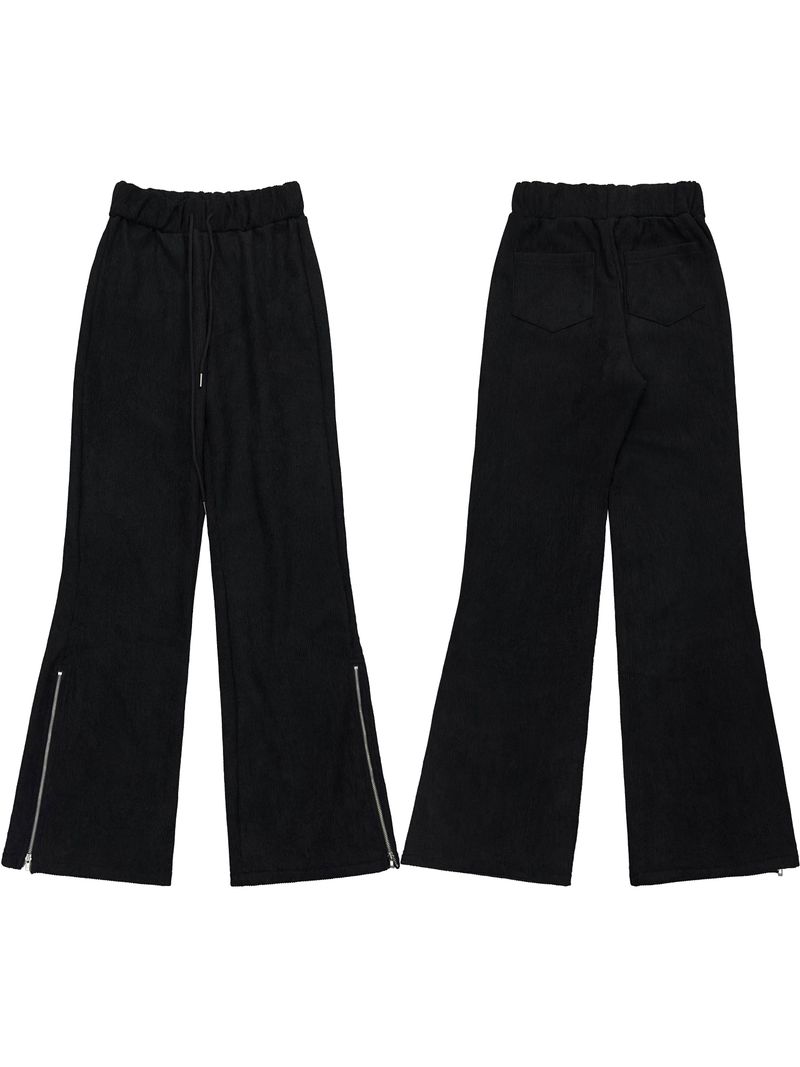 ribbed zip bootcut banding pants