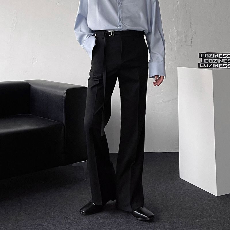MG649 Belt Flared Fit Slacks (3 colors)