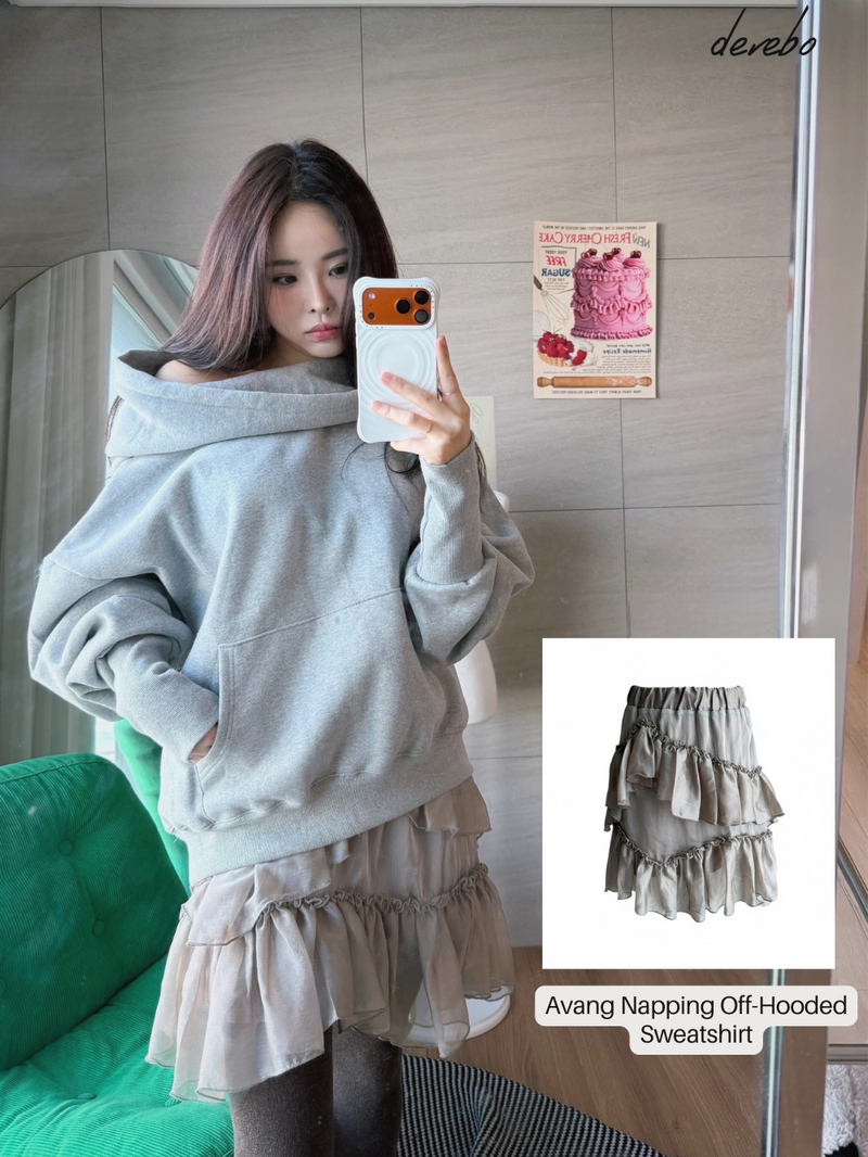 satin chiffon frill midi skirt
