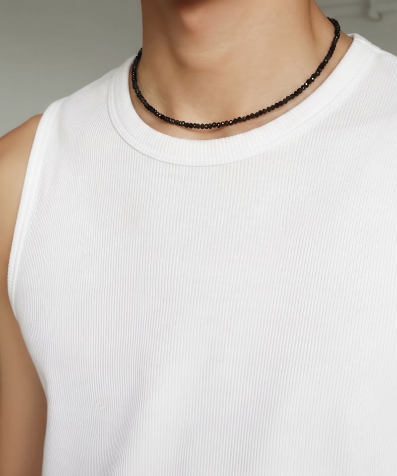 Men’s black beaded necklace_CLEF Pulse NEC