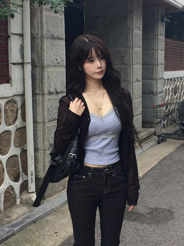 anyonemore（エニーワンモアー）の「Saku Ribbed See-Through Knit Cardigan（Tops）」