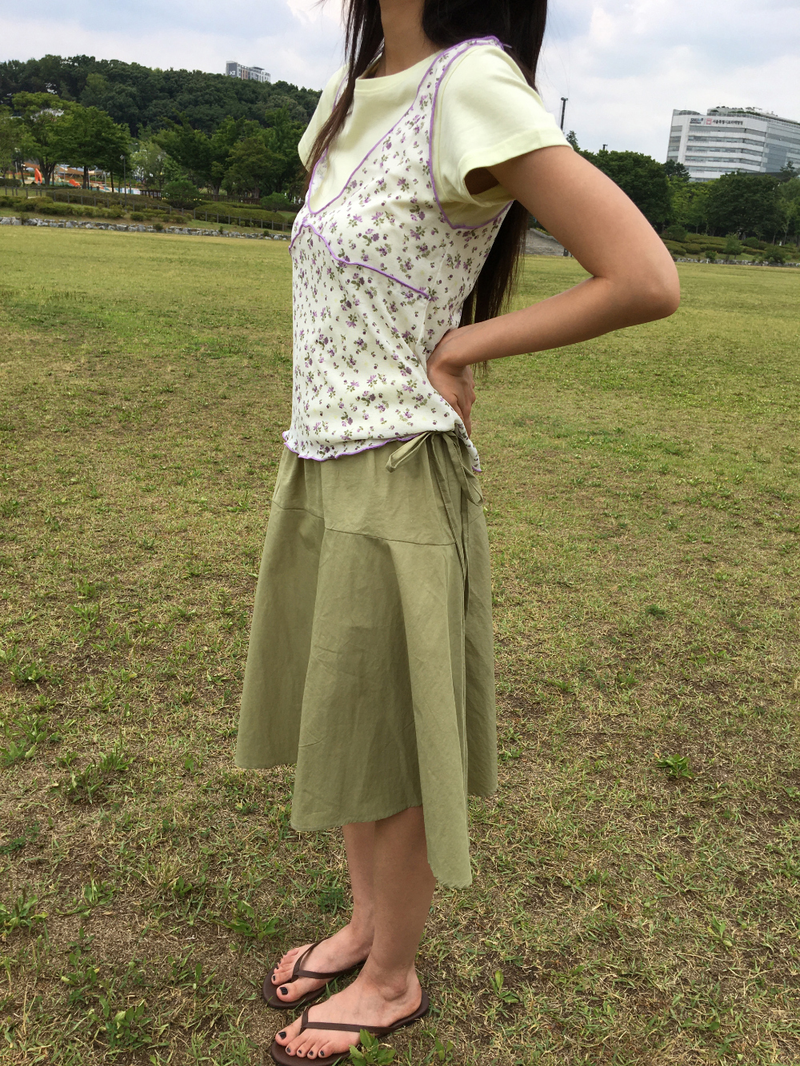 Tilt strap midi skirt (3color)