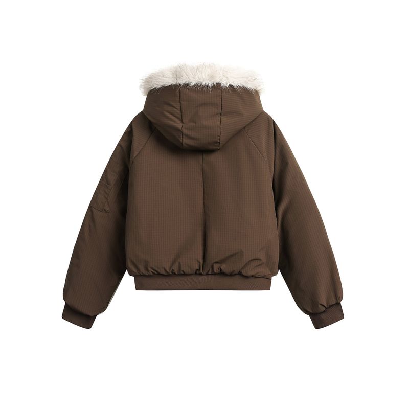 Hooded fur brooch short padded (2 colors)