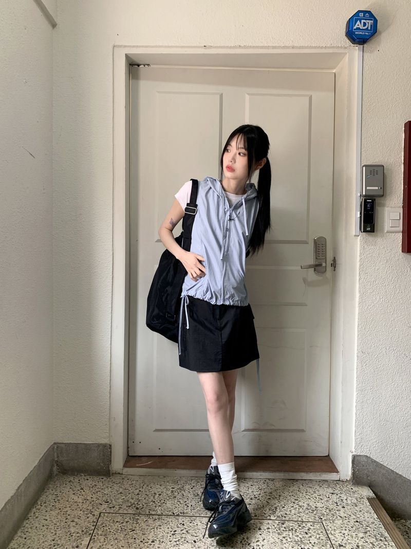 Naing Bijo Pocket Cargo Nylon Mini Skirt