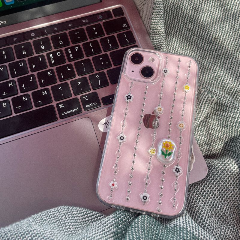 [MADE] Chain sunflower flower resin cell phone case