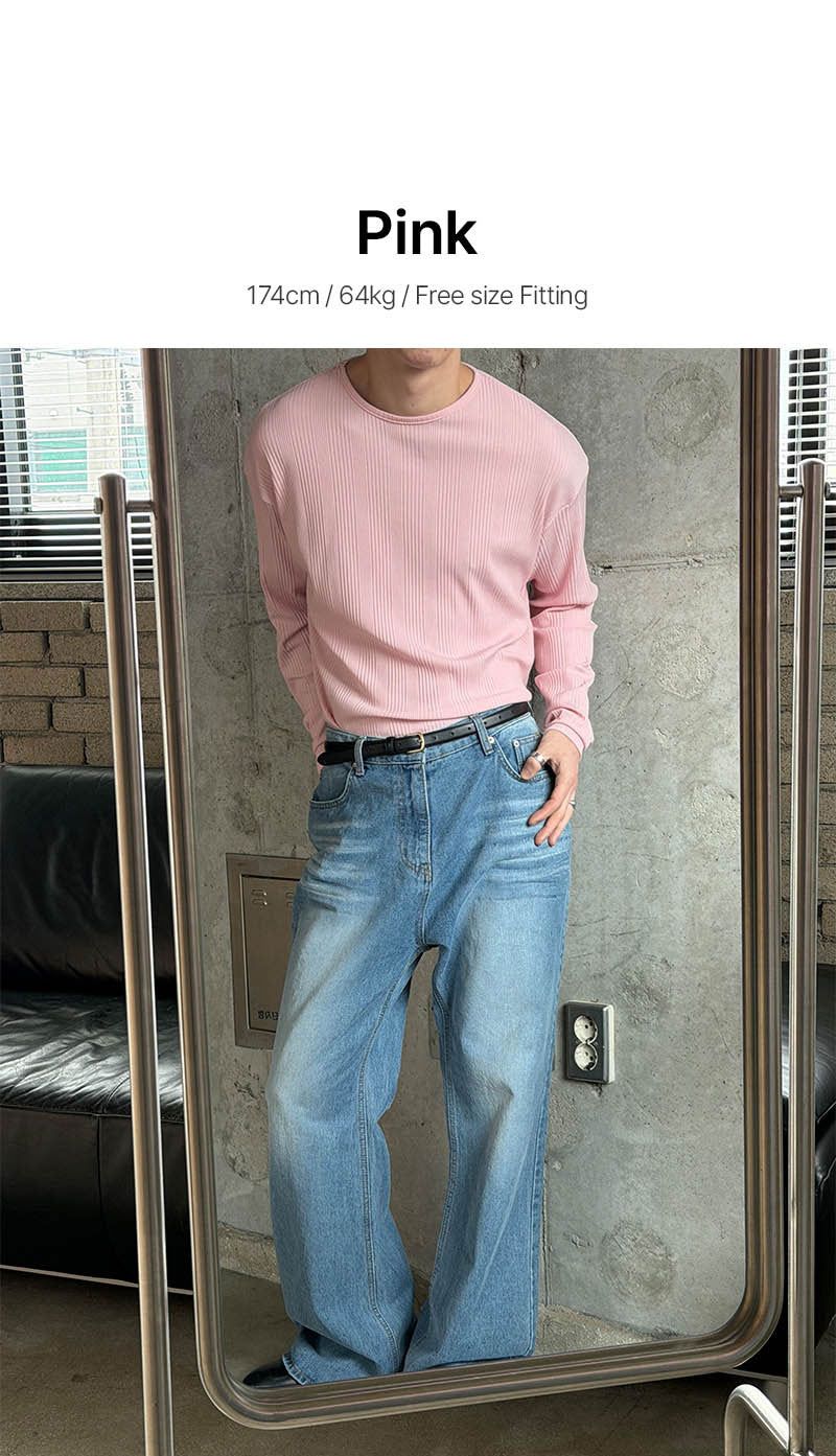 Irrregular rib slim long sleeves(5color)