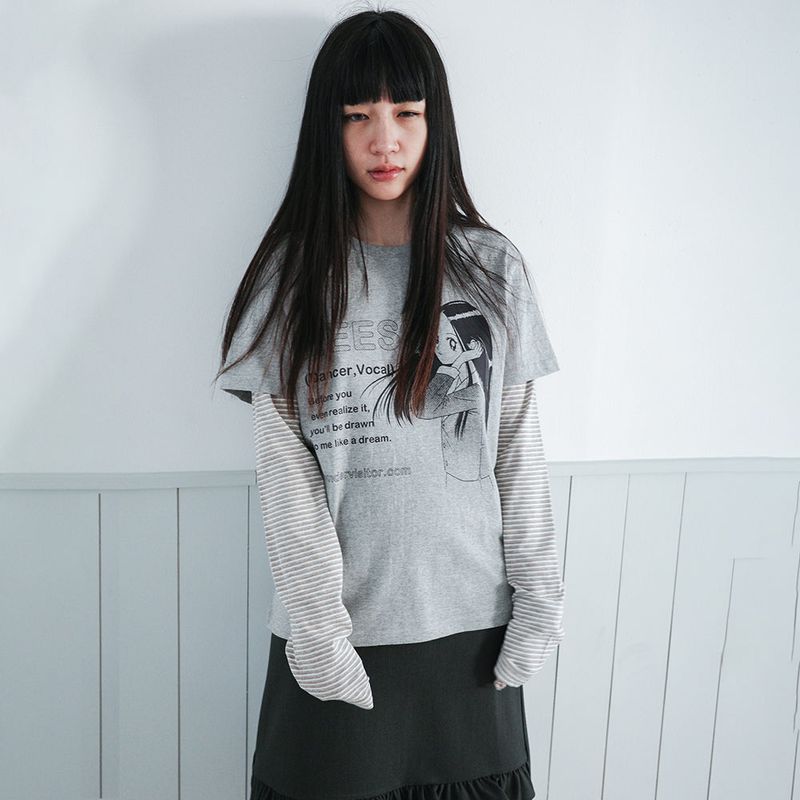 wonder visitor（ワンダービジター）の「へースpfpレイヤード LS-T [Melange grey]（トップス）」
