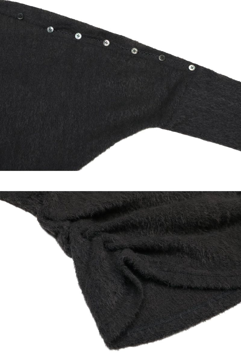 JENNIE BUTTONED TOP charcoal