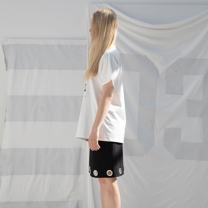 EYELET MIDI SKIRT (BLACK)