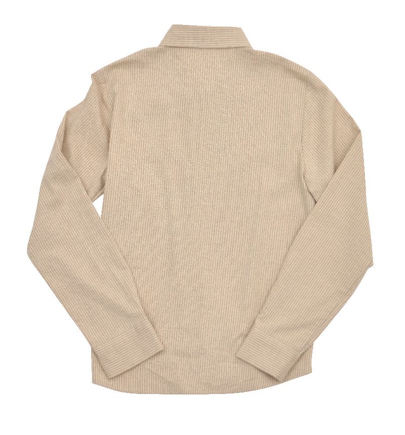 EXTRA BUTTONS STRIPE SHIRTS (BROWN)