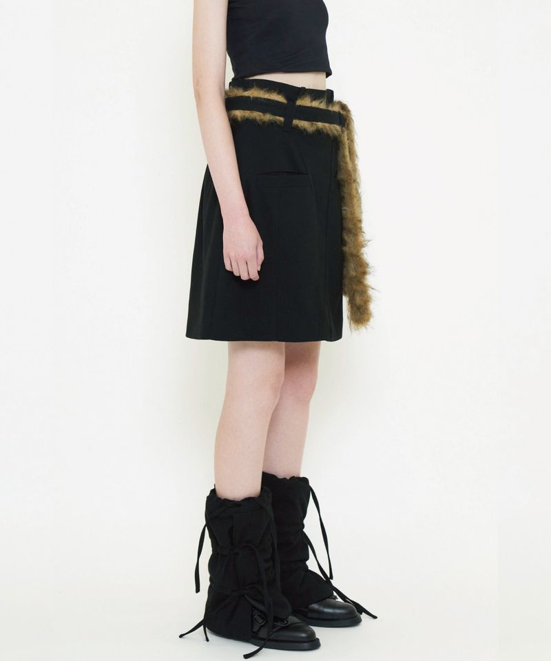  FUR BELT MIDI SKIRT