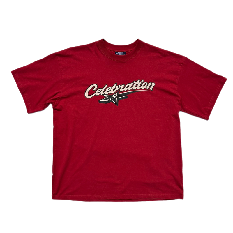 TOM'S BIRTHDAY（トムズバースデー）の「TBD Celebration OVER SIZE T-shirts RED（Tops）」