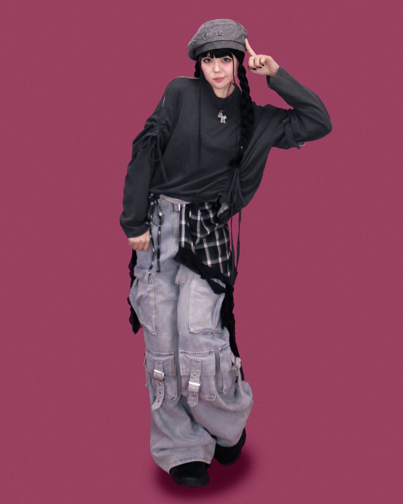 papa cargo denim pants
