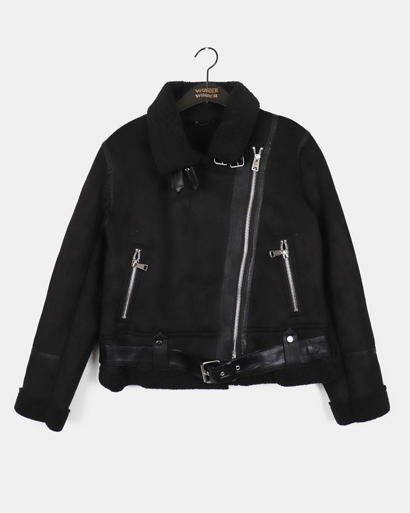 Shawtee Oversized-Fit Belt Wool Suede Mustang