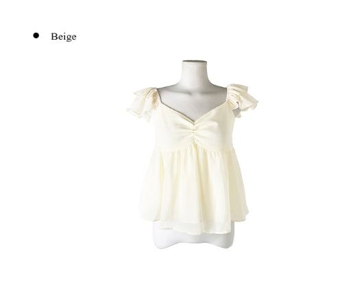 Sean V Shirring Frill Sleeveless Blouse