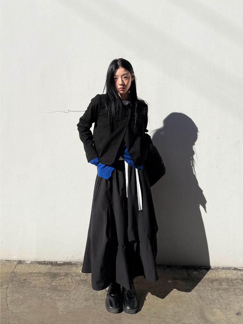  MAXI FLARE TUCK SKIRT
