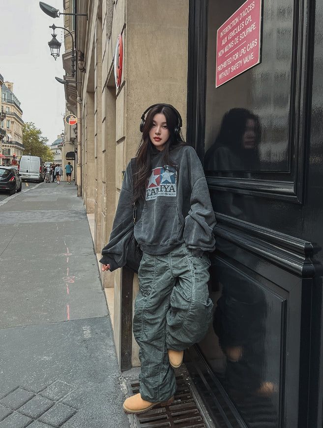 Piper shirring nylon jogger pants