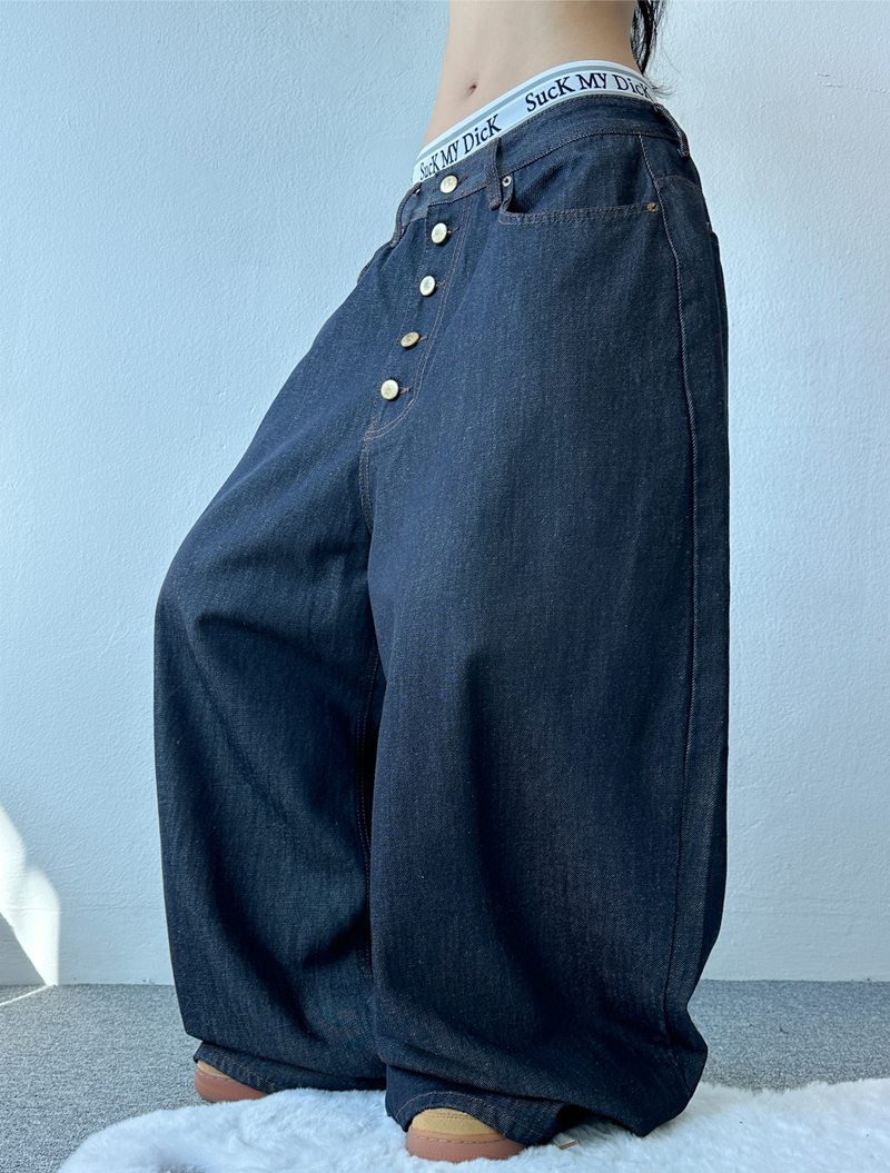 5-BUTTON POINT BALLOON DENIM💙
