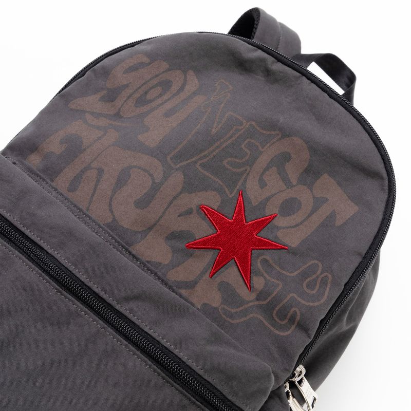 Printed Twill Pocket Backpack (Gray)