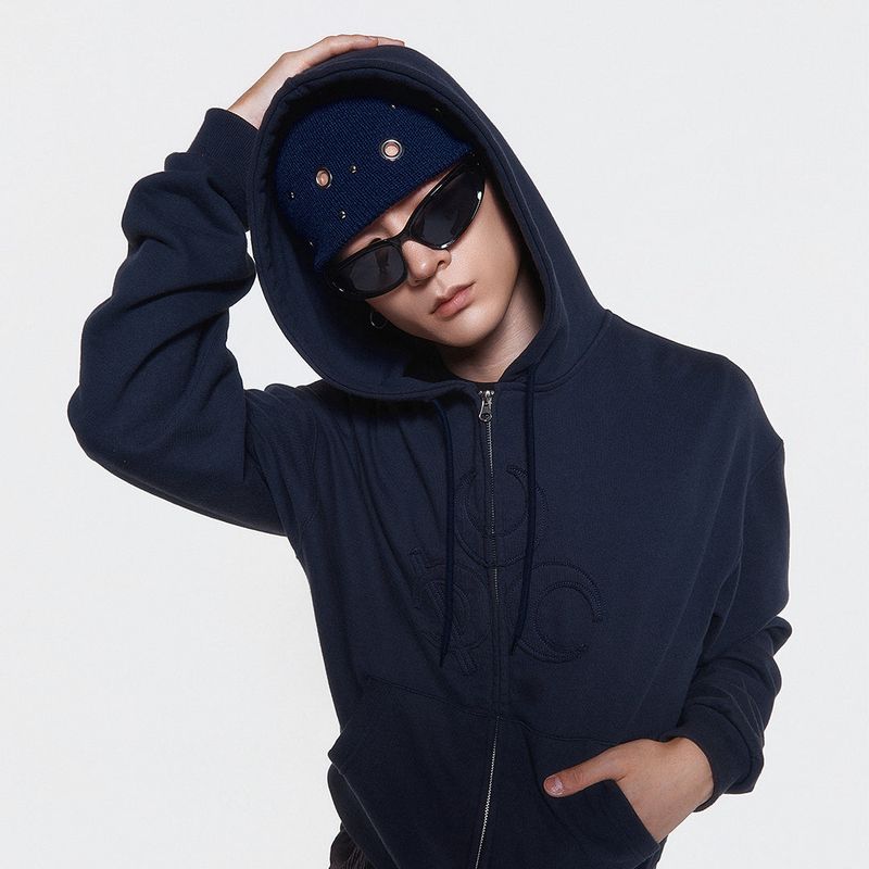 (DUC) Eyelet Stud Beanie Navy