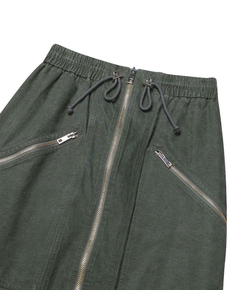 WASHED 2WAY ZIP SKIRT_KHAKI