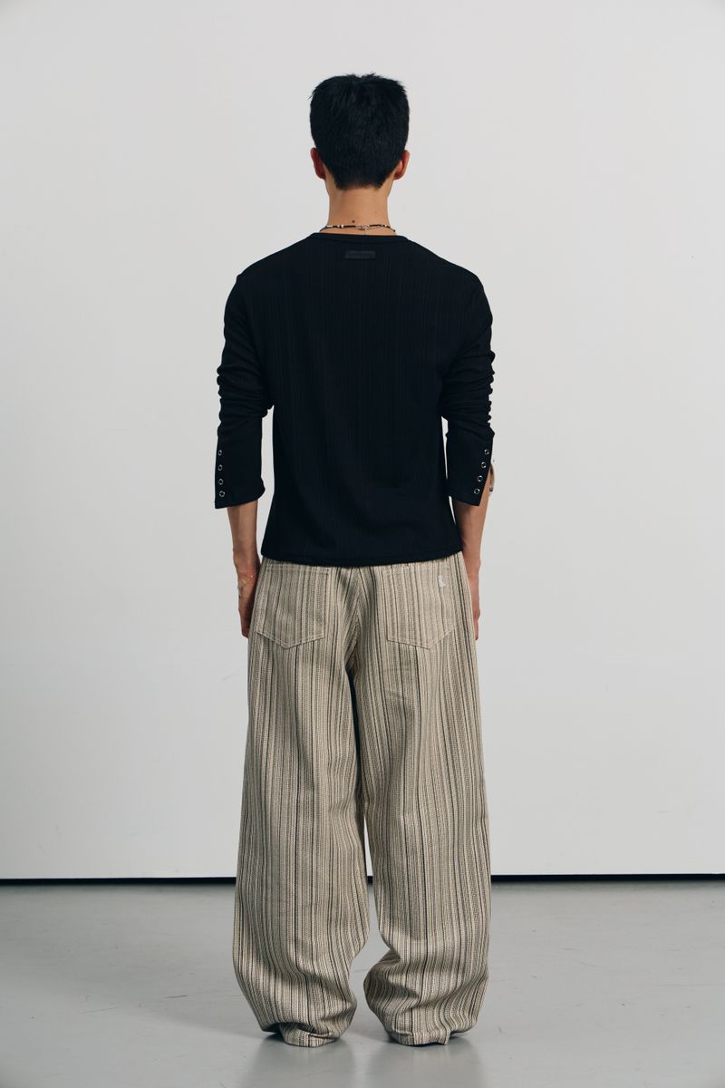 Need stripe wide denim pants(Ivory)