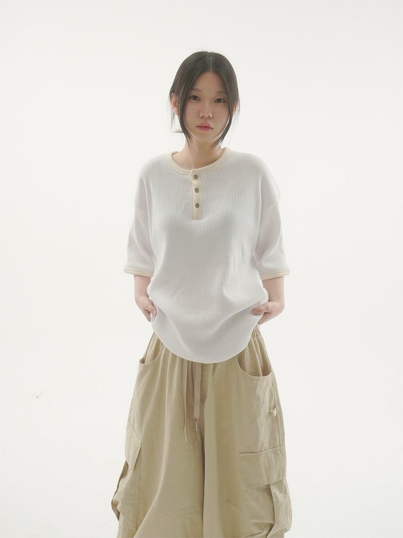 Daying waffle short sleeve T-shirt -5C