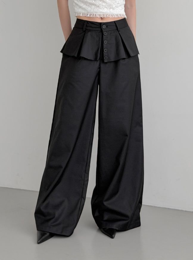Ella Button Flare Skirt Pants