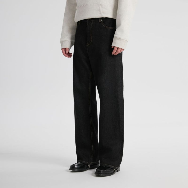 GO OFF（ゴーオフ）の「14oz デサイズドセルビッジローワイドレッグジーンズ-ブラック（パンツ）」
