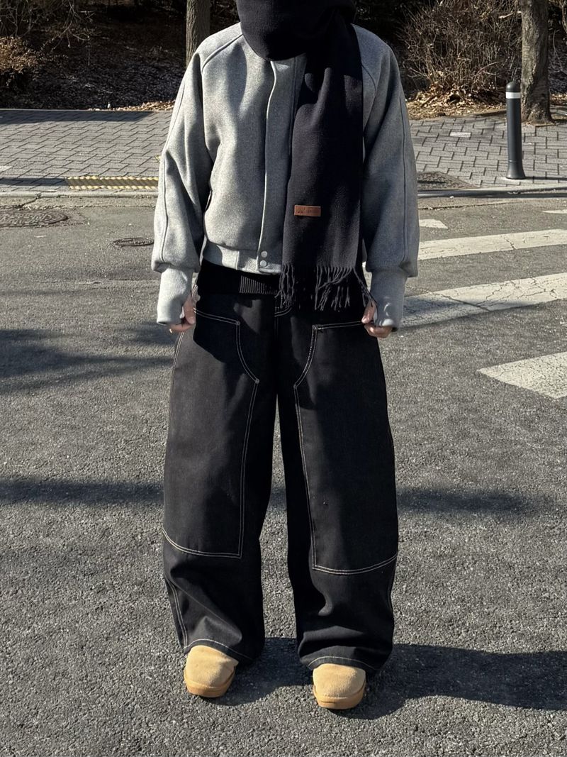 BASE BOUBLE KNEE NON-FADE DENIM