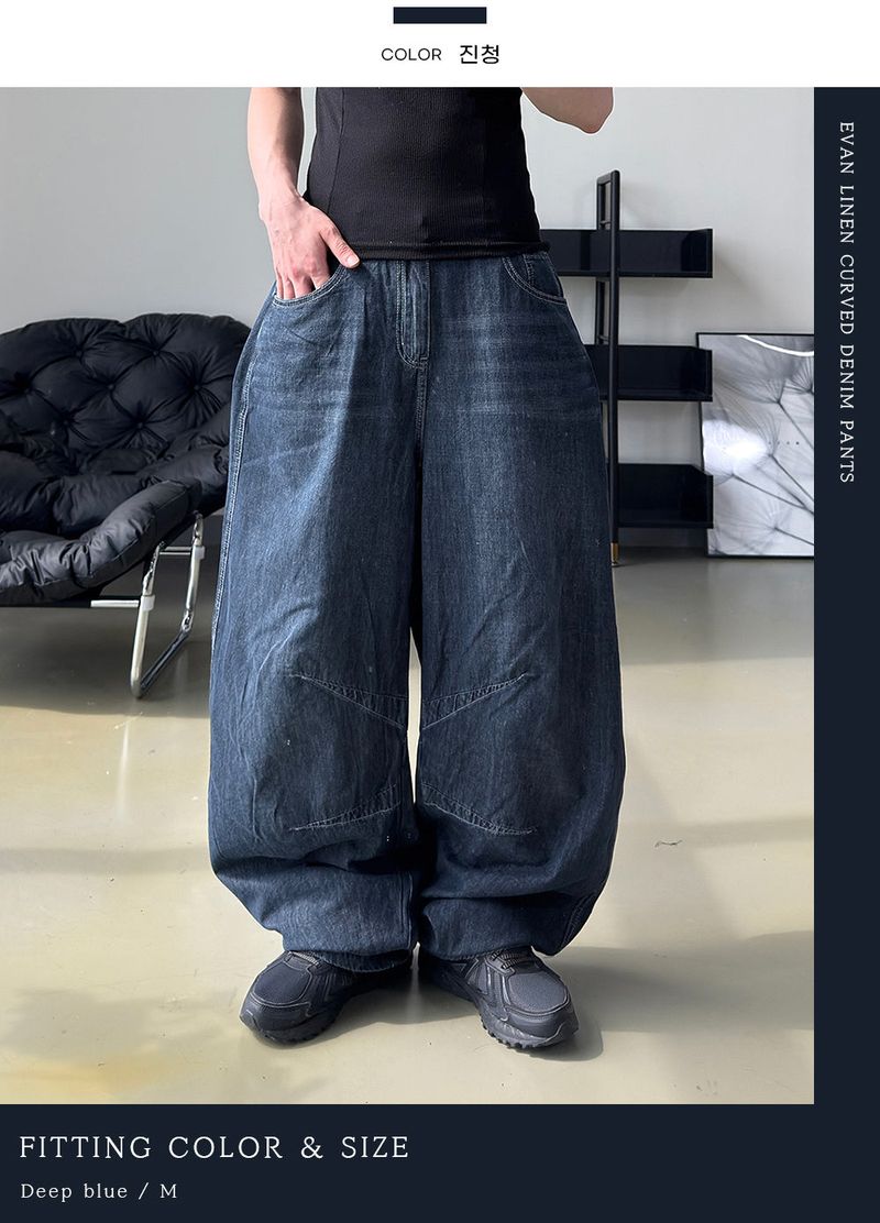 Evan Linen Curved Denim Pants