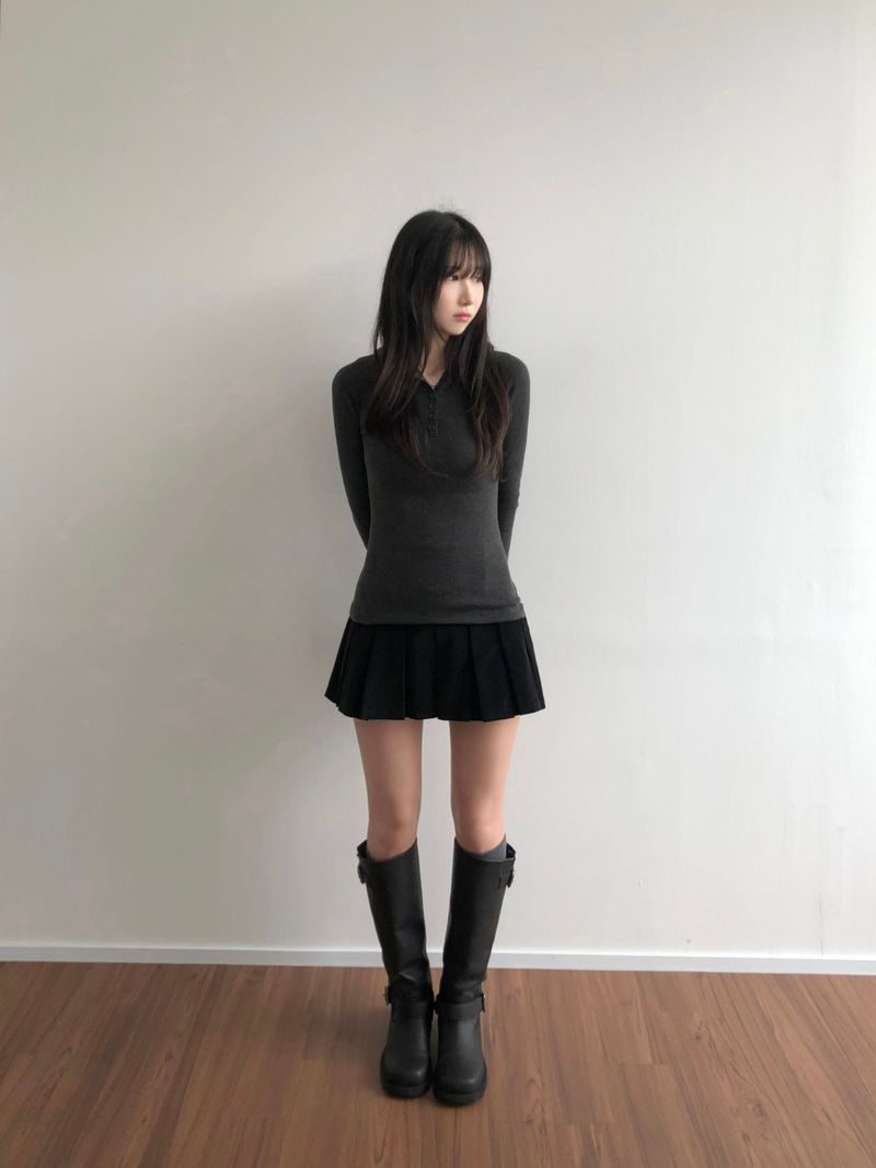 button hooded knit (2 colors)