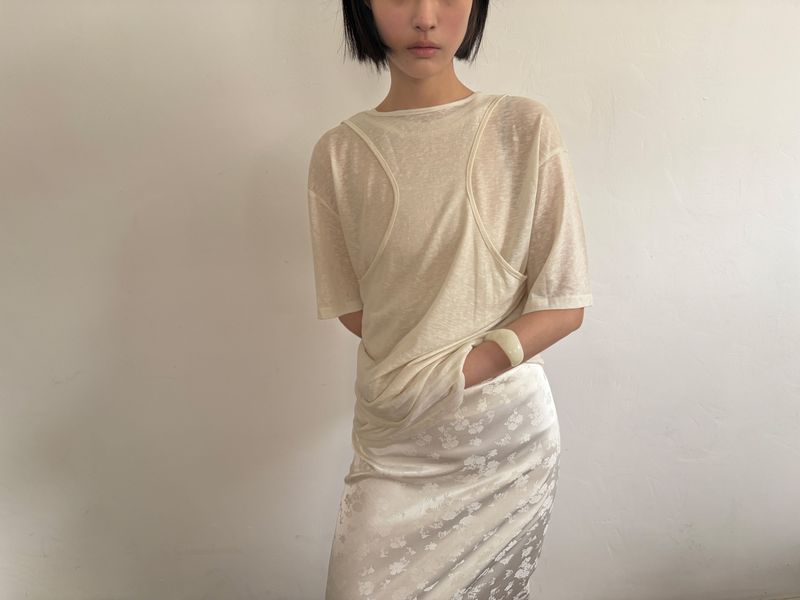 floral satin skirt