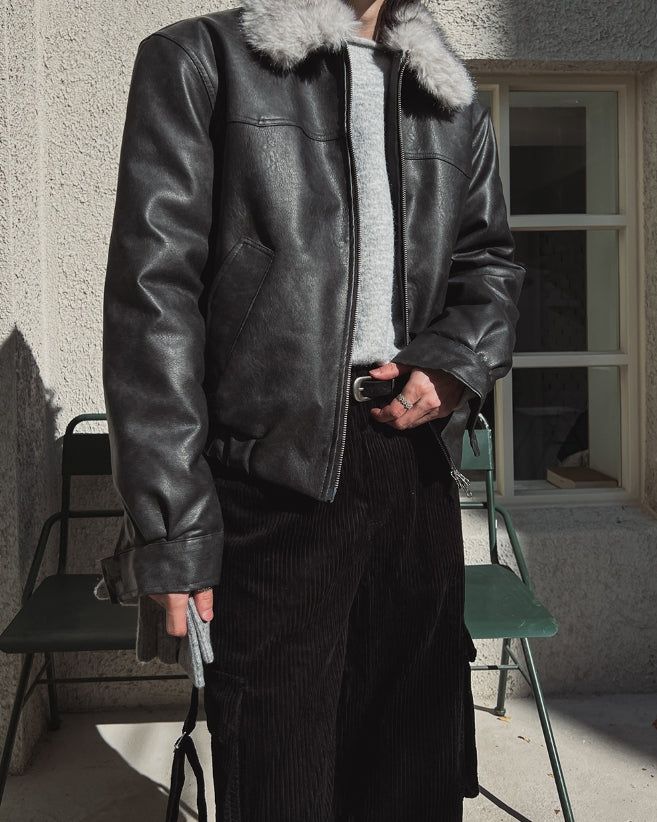 Kati Real Raccoon Fur Leather Jacket