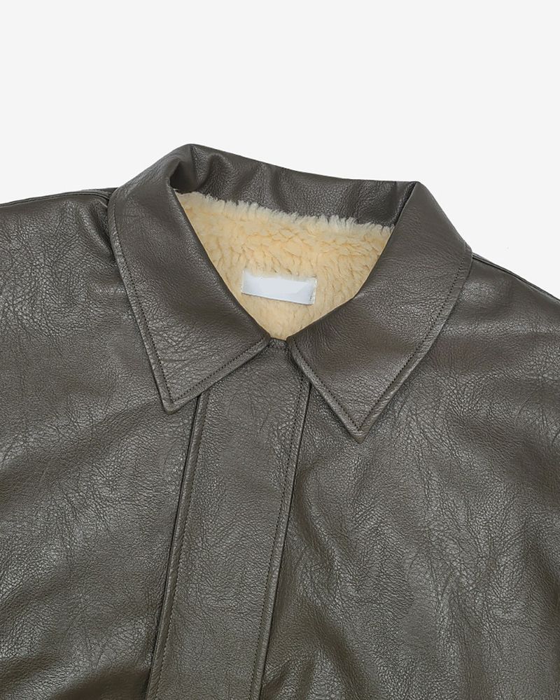 Lining fur oversized leather jumper