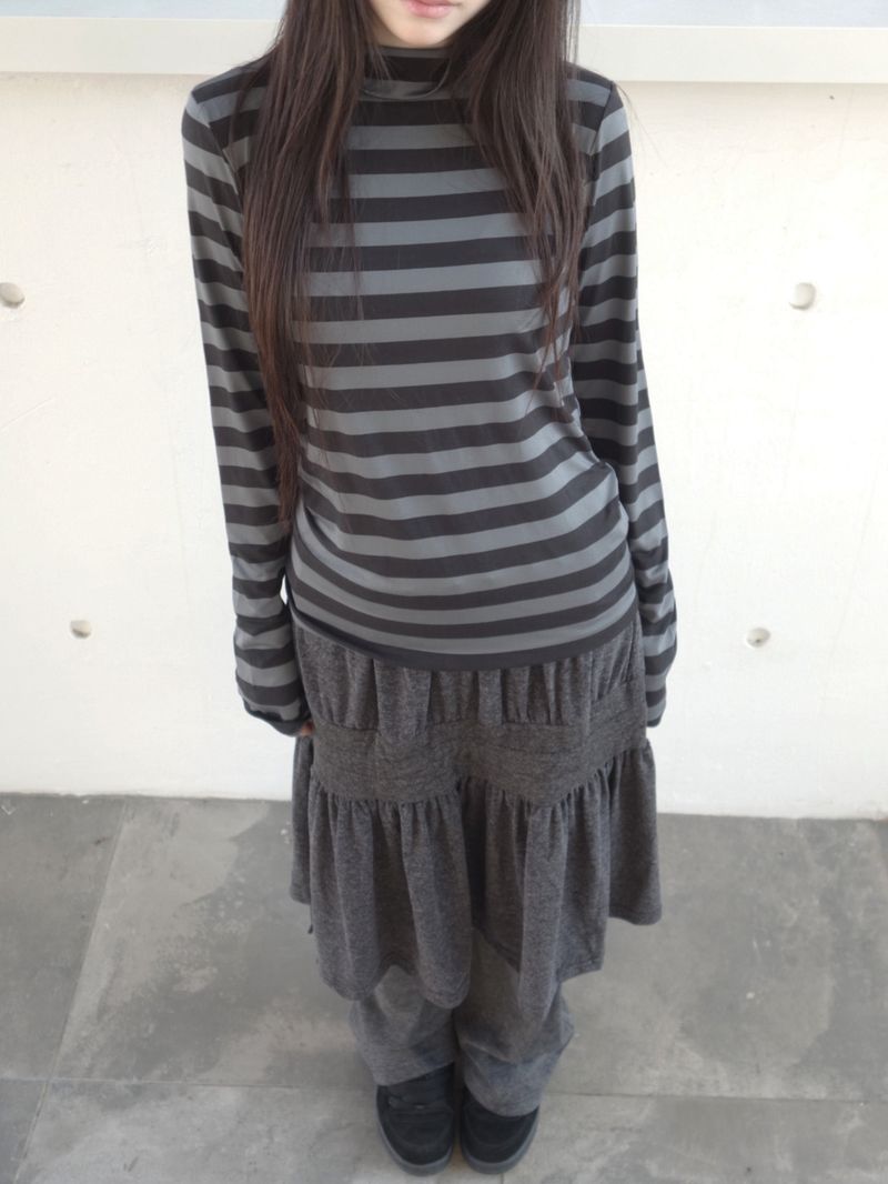 ZELENA（ゼレナ）の「stripe mock-neck tee（Tops）」