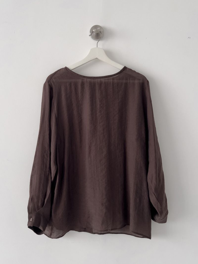 Tencel Two-Way Round Neck Blouse