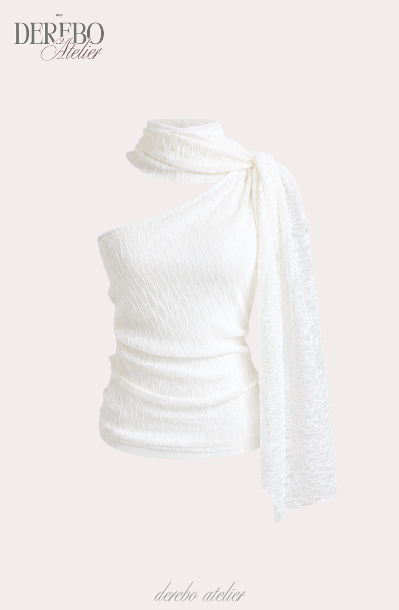 White Jane Scarf Unbalanced Blouse
