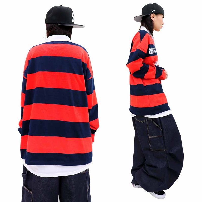 Oversized Old-School Stripe Polo Shirt