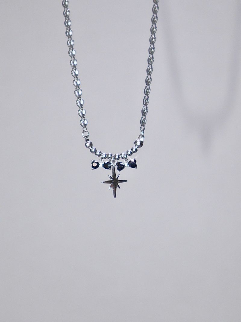 black double ribbon twinkle necklace