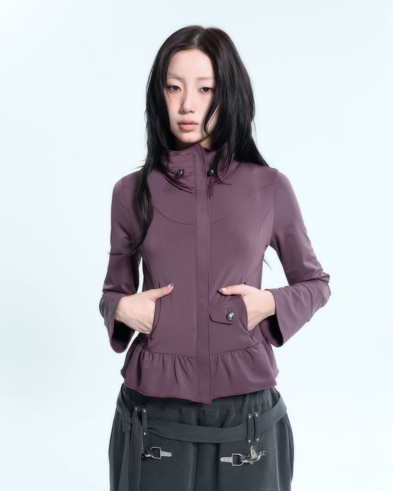 Ruffle Two Way zip-up - Old Plum