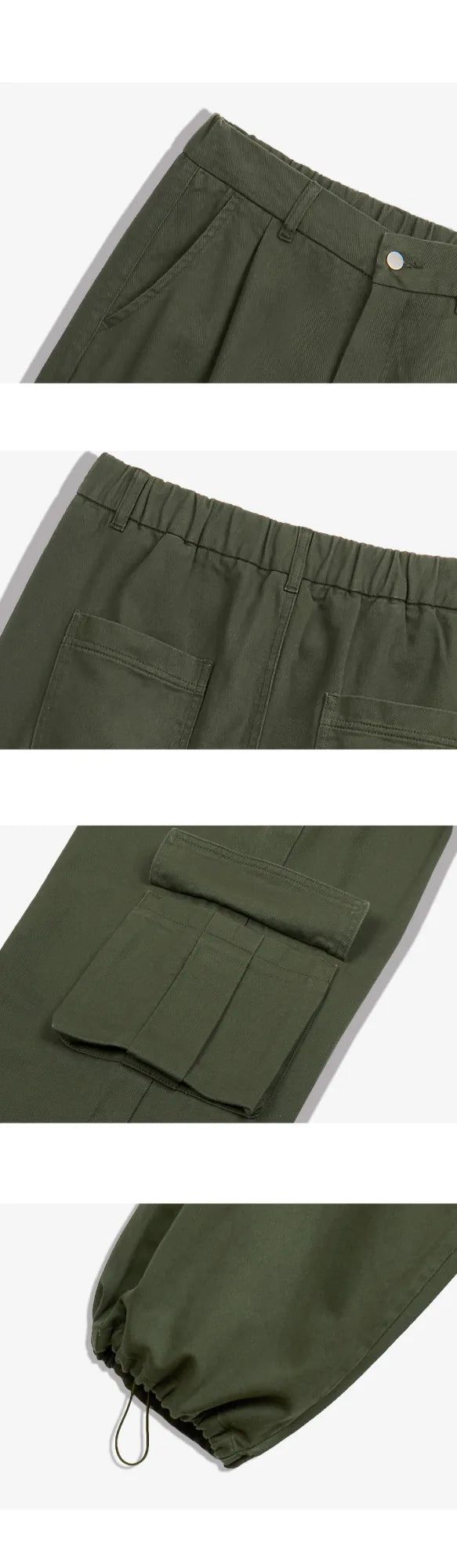 cargo drawstring wide cotton pants (khaki)