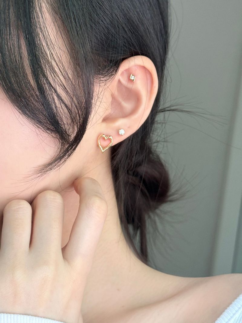 [4 set] lovely heart pearl earrings set 