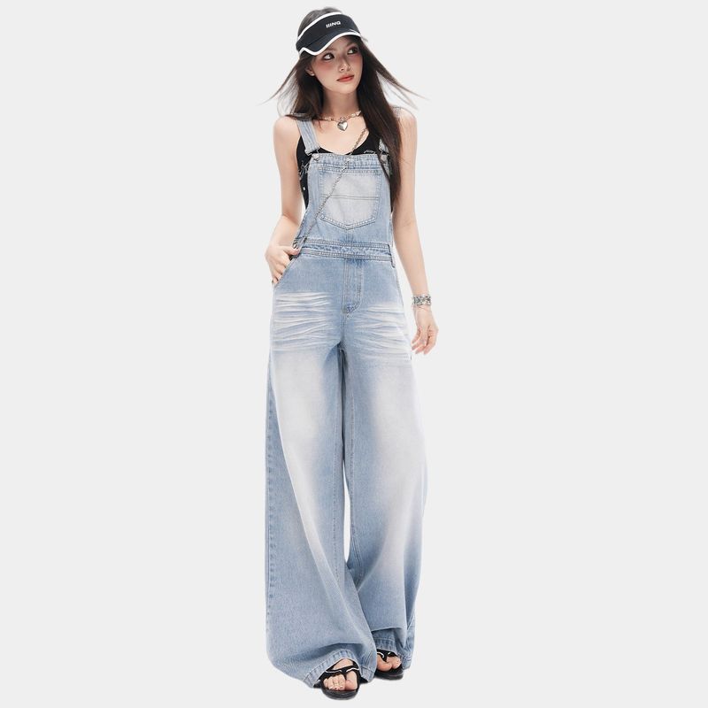 La mode MAQI（ラ モード マキ）の「Vintage Washed Wide-Leg Denim Overalls（Dresses）」